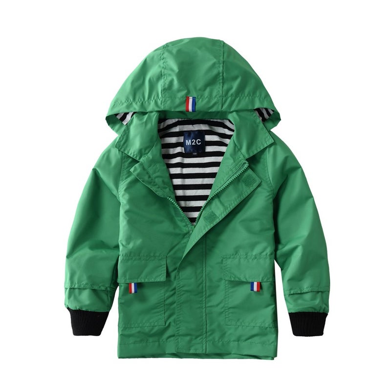 M2C Boys Hooded Rain Jacket Waterproof Light Windbreaker 6-7 Green - Image 1